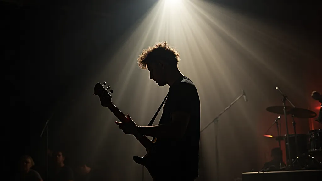 Guitarist on stage creating feedback