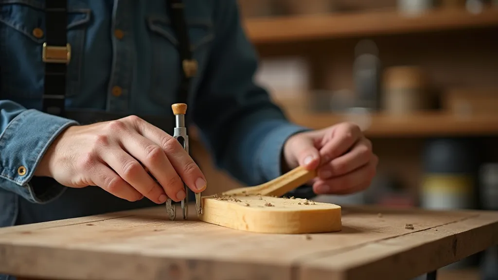 Measuring the neck blank with calipers