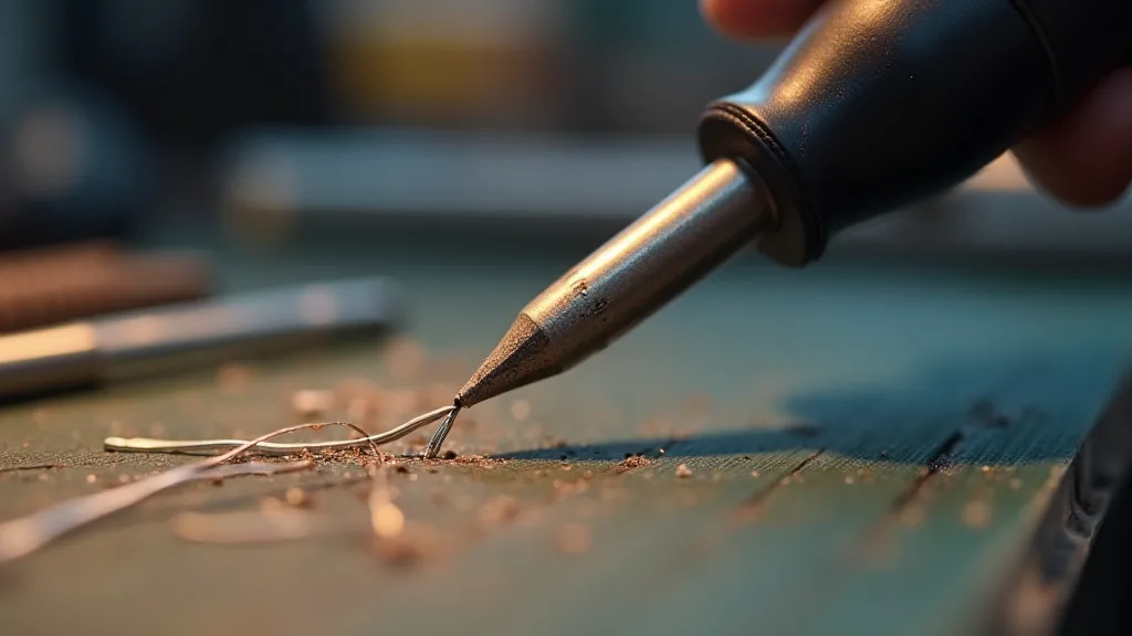 Soldering iron melting solder onto a wire