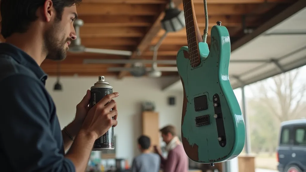 Spray painting a guitar body