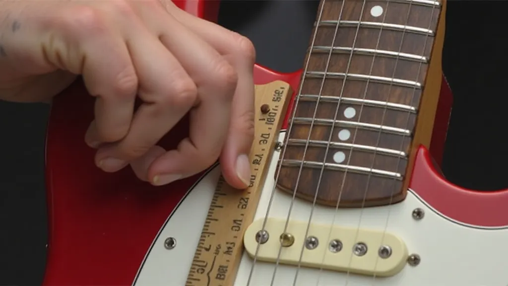 Measuring string action on electric guitar