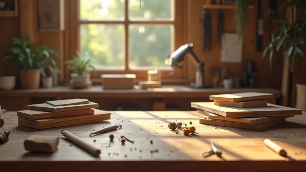 Woodworking tools on workbench